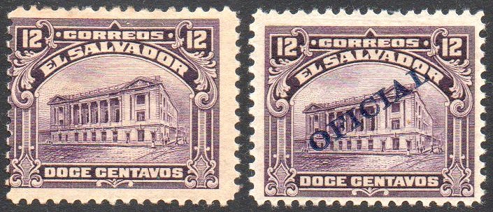ABN Co. stamp archive working die proof of 12c violet - back - timbres-poste Briefmarken stamps El Salvador Tram Trolley Tranvia National Theatre teatro nacional 